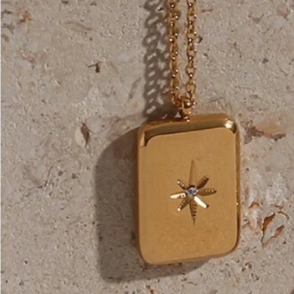 New 18k Gold Plated Zircon Sunburst Layering Necklace - Picture 11 of 14